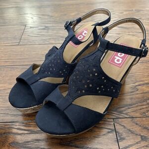 Pop Women's Size 9.5 M, Dareese High Heel Wedge Sandals Navy Blue